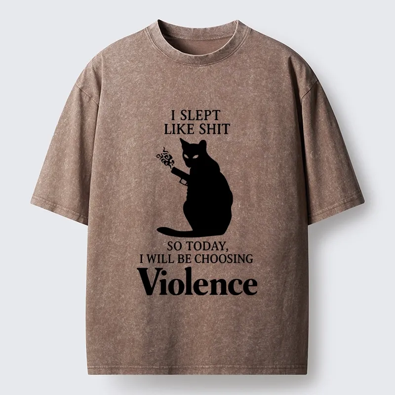 Tokyo-Tiger Mad Cat Mood Washed T-Shirt