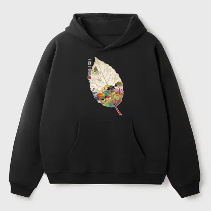 Tokyo-Tiger One Leaf Holds A Tiny Colorful World Adult Fleece Hoodie