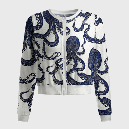 Tokyo-Tiger Ocean Octopus Women's Lightweight Cardigan