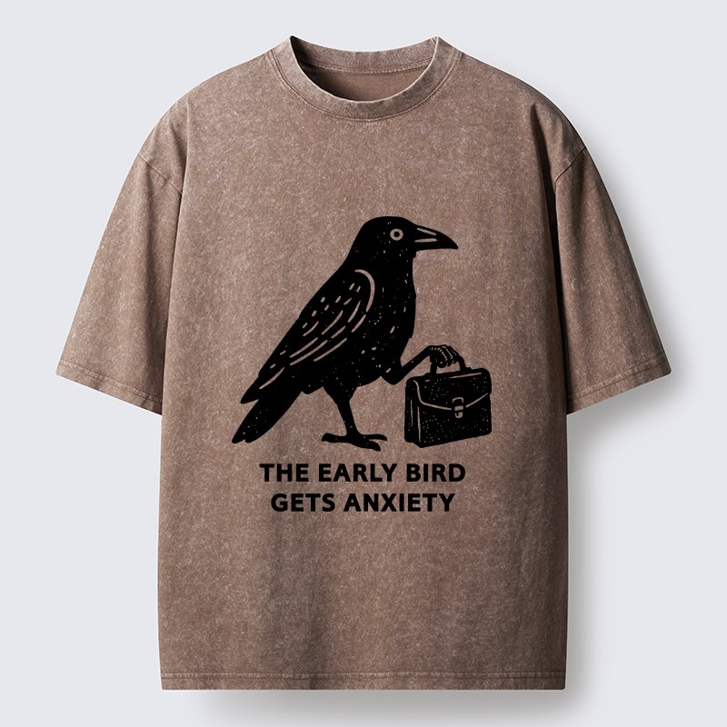 Tokyo-Tiger Funny Work Crow Meme Washed T-Shirt