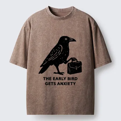 Tokyo-Tiger Funny Work Crow Meme Washed T-Shirt