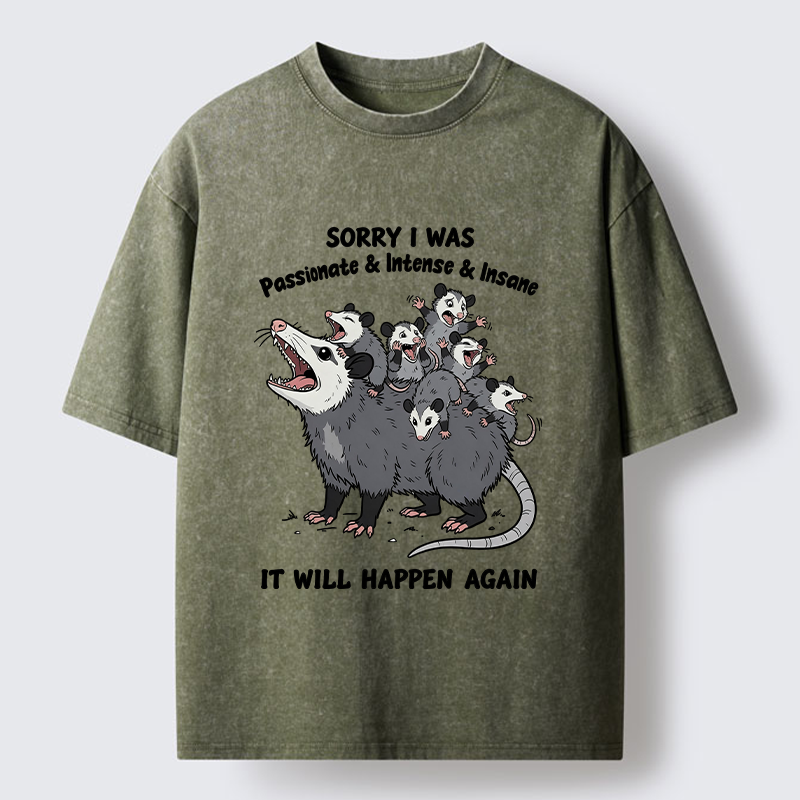 Tokyo-Tiger Crazy Opossum Crew Meme Washed T-Shirt