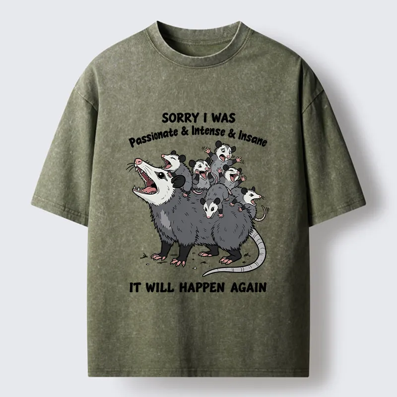 Tokyo-Tiger Crazy Opossum Crew Meme Washed T-Shirt