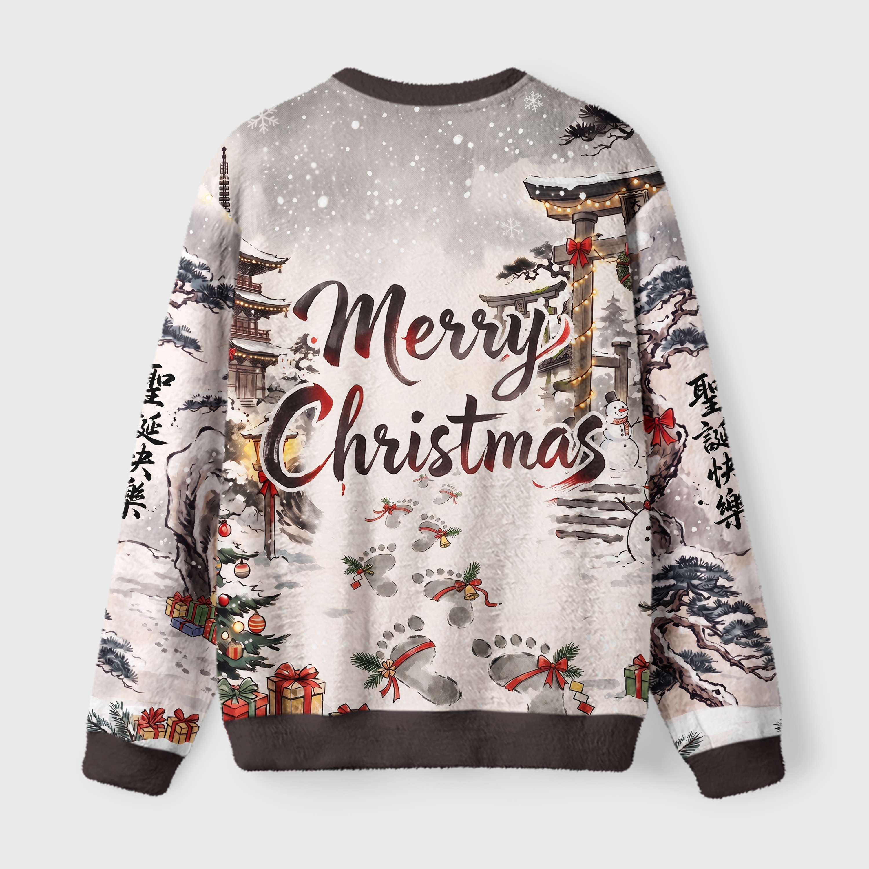 Tokyo-Tiger Funny Japanese Ukiyo‑e Samurai Gorilla Fuzzy Christmas Ugly Sweatshirt