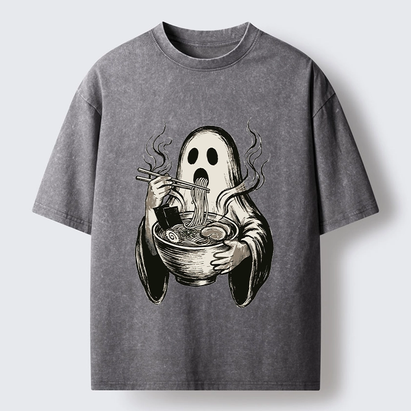 Tokyo‑Tiger Funny Ghost Ramen Washed T‑Shirt