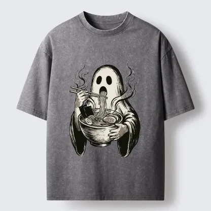 Tokyo‑Tiger Funny Ghost Ramen Washed T‑Shirt