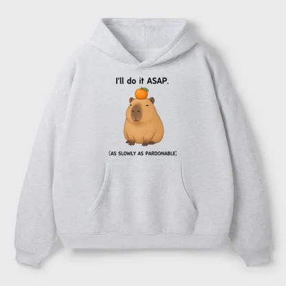Tokyo-Tiger Slow Task Capybara Meme Adult Fleece Hoodie