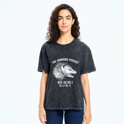 Tokyo-Tiger Raccoon Dark Humor Quote Washed T-Shirt