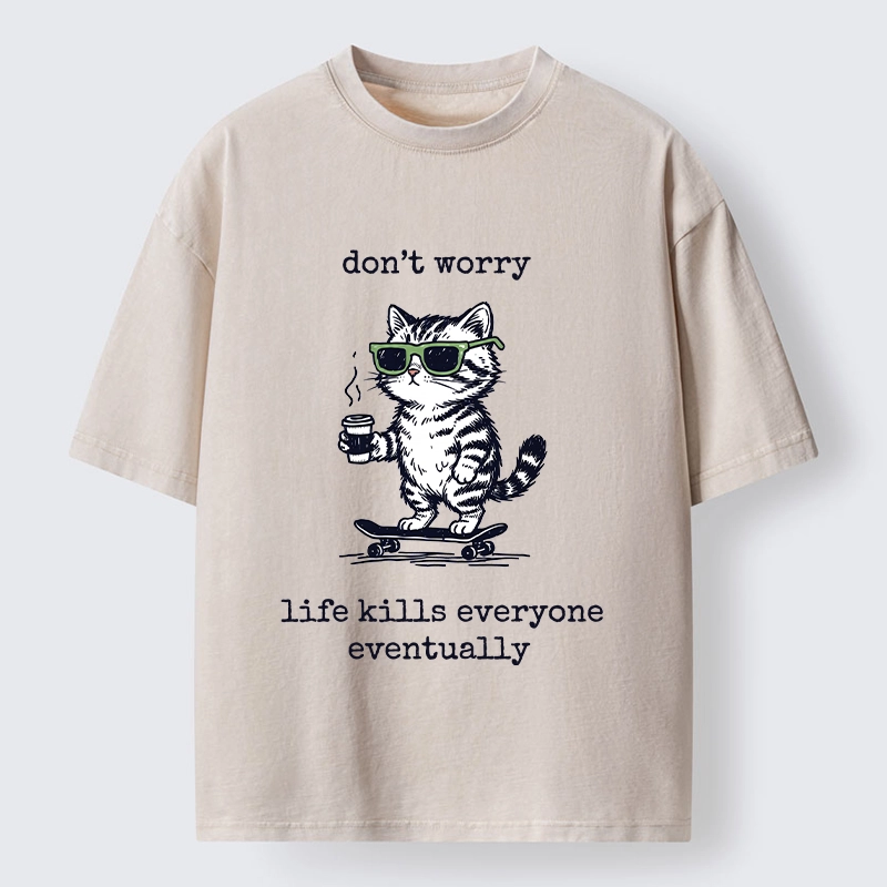 Tokyo-Tiger Chill Cat Meme Washed T-Shirt