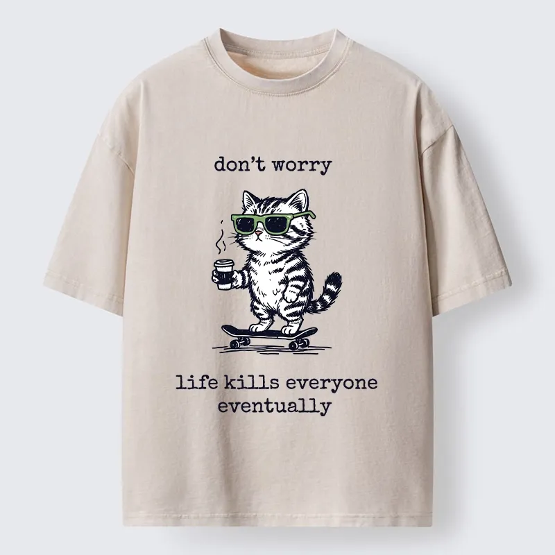 Tokyo-Tiger Chill Cat Meme Washed T-Shirt