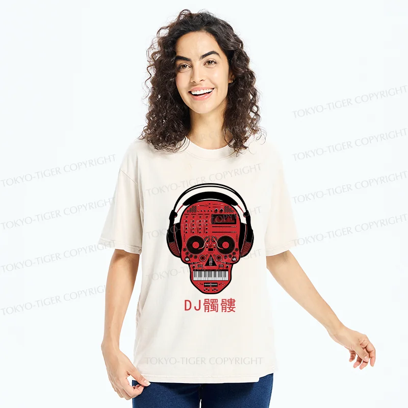 Tokyo-Tiger DJ Skull Washed T-Shirt