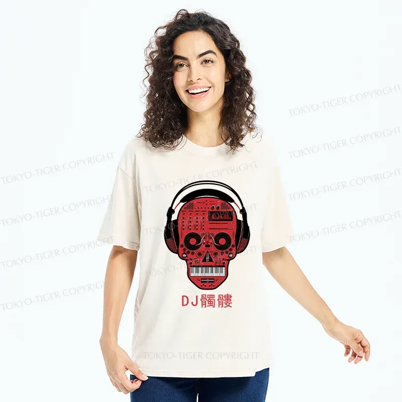 Tokyo-Tiger DJ Skull Washed T-Shirt