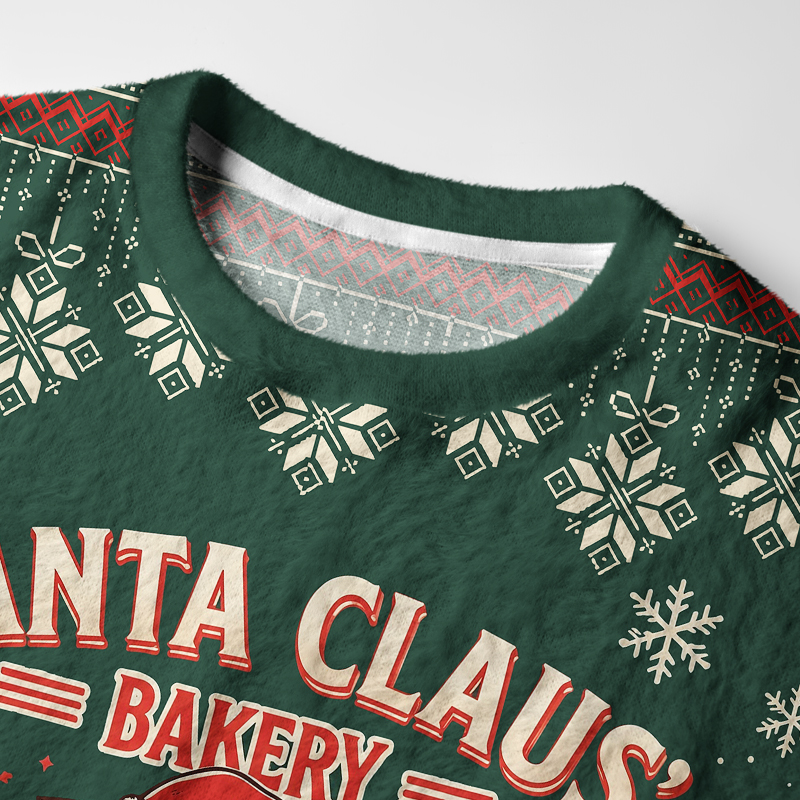 Tokyo-Tiger Santa Claus Bakery Cat Fuzzy Christmas Ugly Sweatshirt