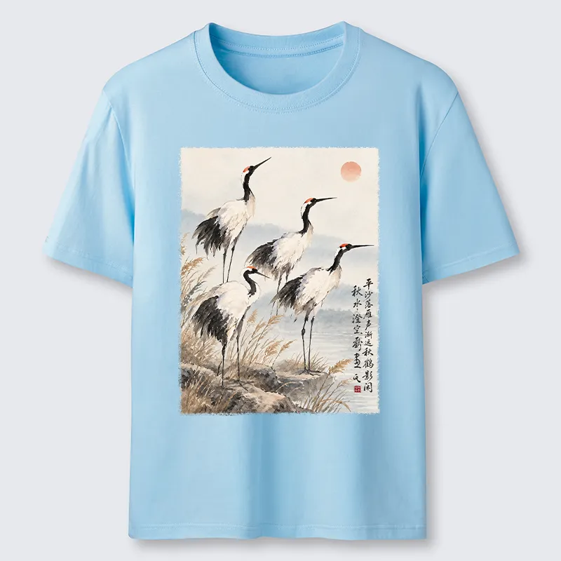 Tokyo-Tiger Vintage Oriental Crane Art Classic T-Shirt