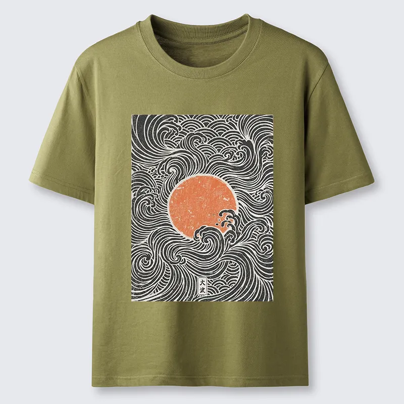 Tokyo-Tiger Ukiyo-e Sun And Waves Classic T-Shirt