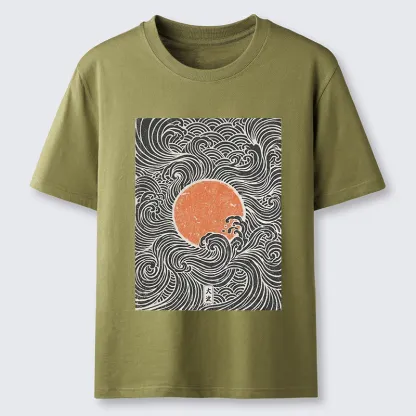 Tokyo-Tiger Ukiyo-e Sun And Waves Classic T-Shirt