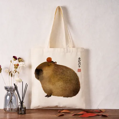 Tokyo-Tiger Calm Capybara Illustration Tote Bag