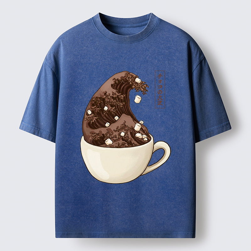 Tokyo-Tiger Coffee Wave Art Washed T-Shirt