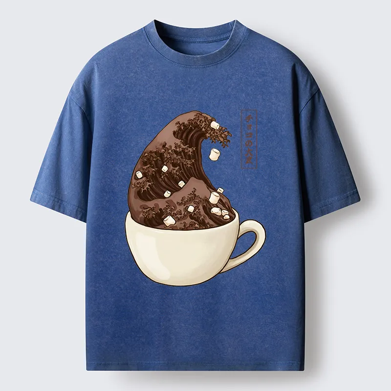 Tokyo-Tiger Coffee Wave Art Washed T-Shirt