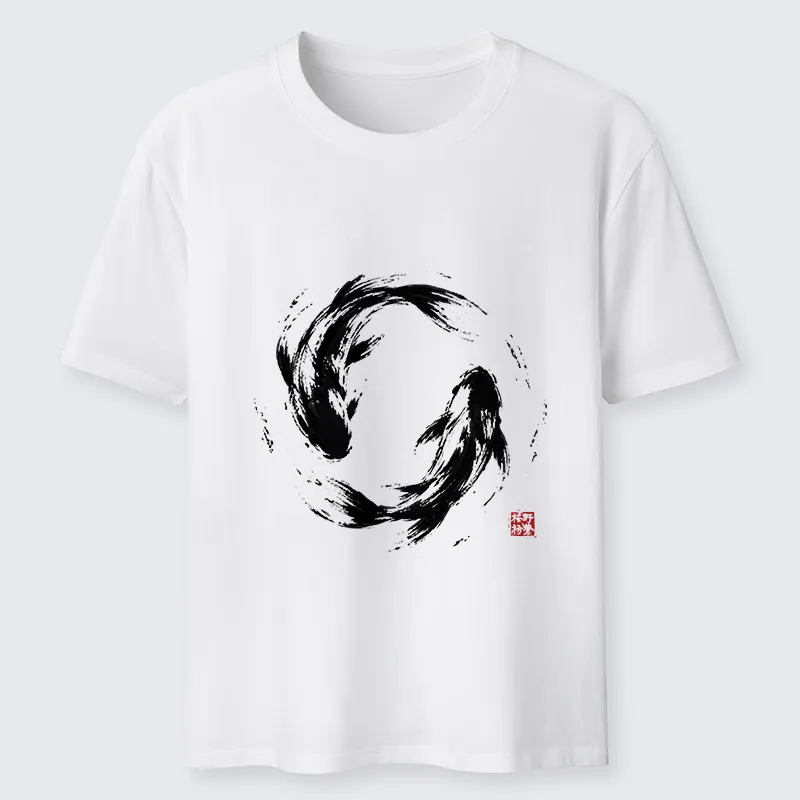 Tokyo-Tiger Ink Koi Fish Circle Classic T-Shirt