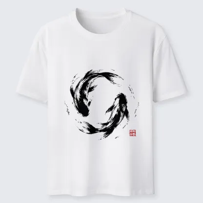 Tokyo-Tiger Ink Koi Fish Circle Classic T-Shirt