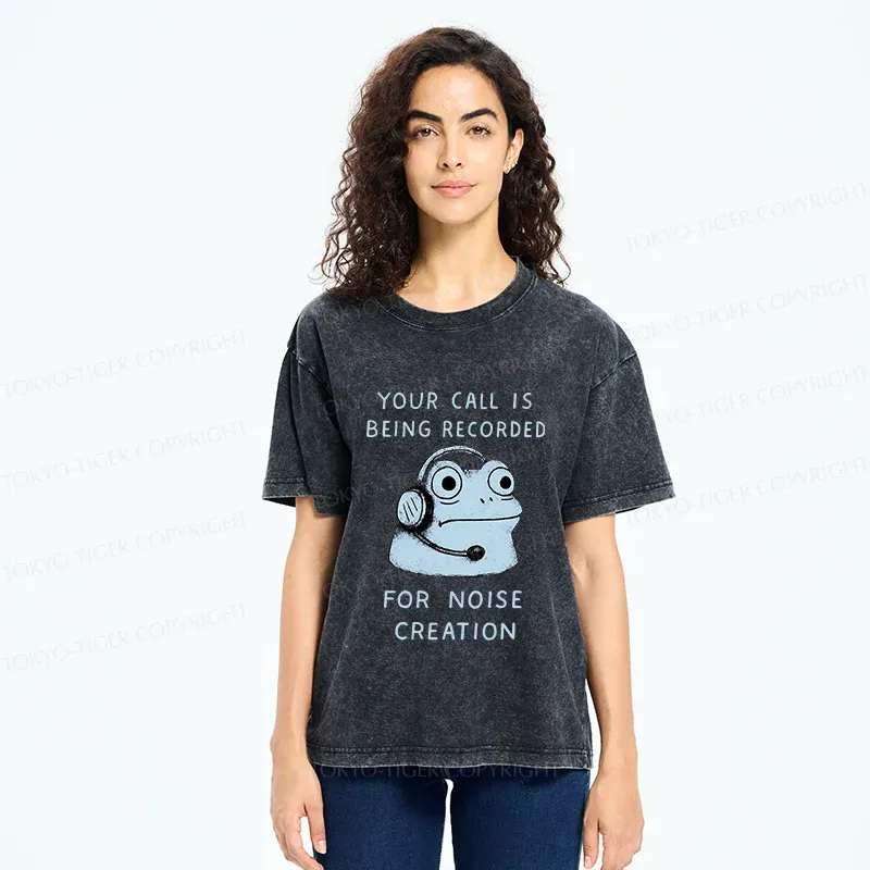 Tokyo-Tiger Funny Phone Records Frog Washed T-Shirt