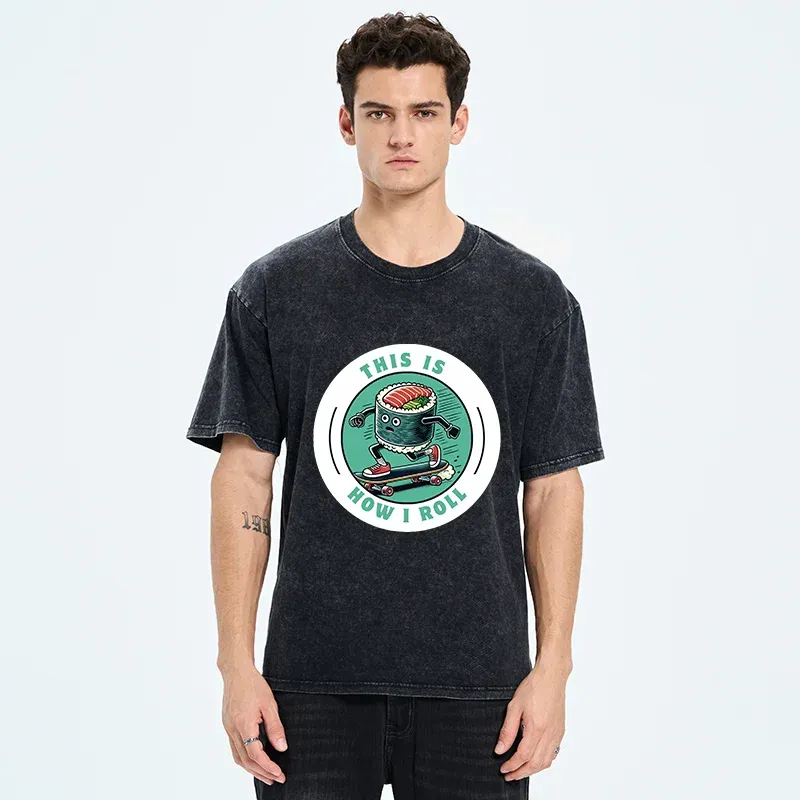 Tokyo-Tiger Sushi Skateboard Washed T-Shirt