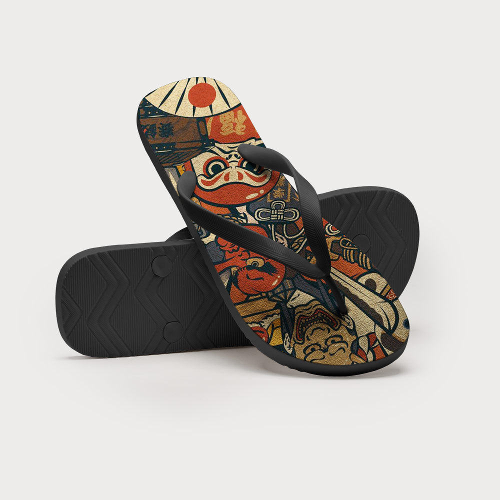 Tokyo-Tiger Japanese Traditional Elements Flip Flops