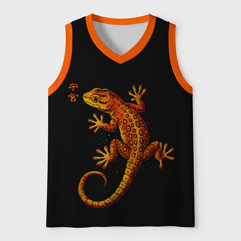 Tokyo-Tiger Retro Gecko Funny Mesh Tank Top