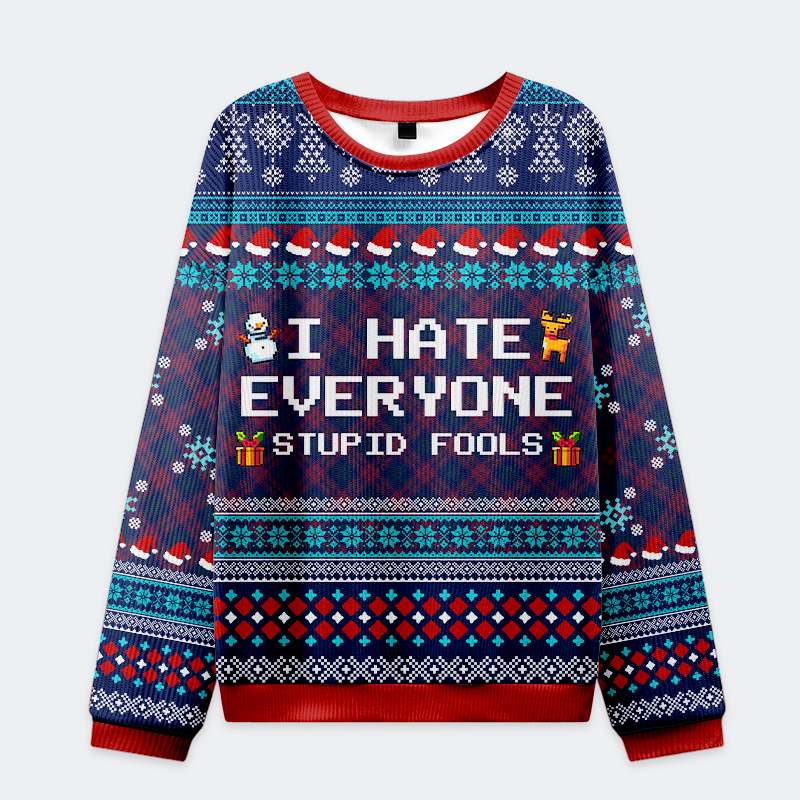 Tokyo-Tiger I Hate Everyone Christmas Ugly Sweatshirt