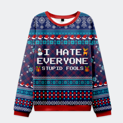 Tokyo-Tiger I Hate Everyone Christmas Ugly Sweatshirt