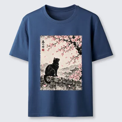 Tokyo-Tiger Spring Black Cat Art Classic T-Shirt