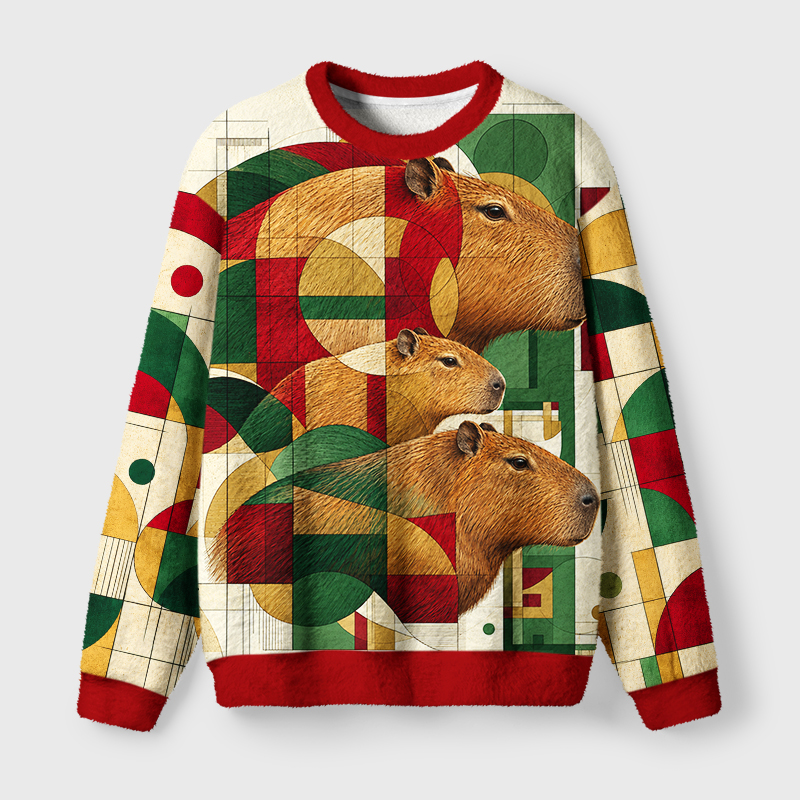 Tokyo-Tiger Abstract Capybara Christmas Ugly Sweatshirt