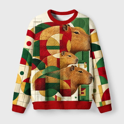 Tokyo-Tiger Abstract Capybara Christmas Ugly Sweatshirt