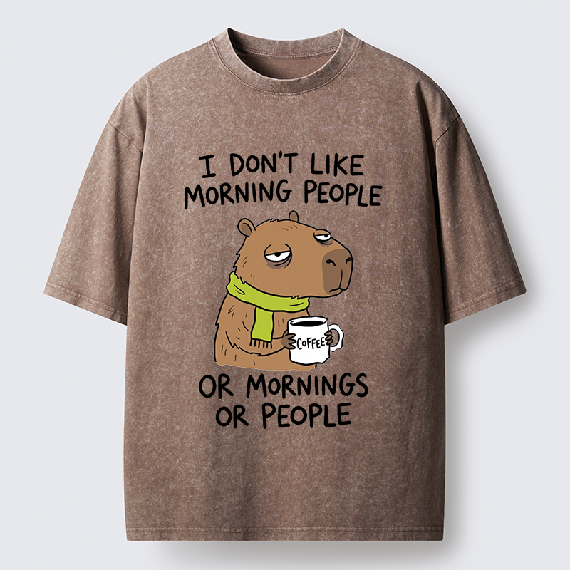 Tokyo-Tiger Funny Tired Morning Capybara Meme Washed T-Shirt
