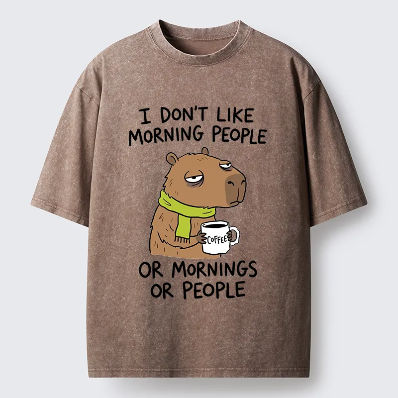 Tokyo-Tiger Funny Tired Morning Capybara Meme Washed T-Shirt
