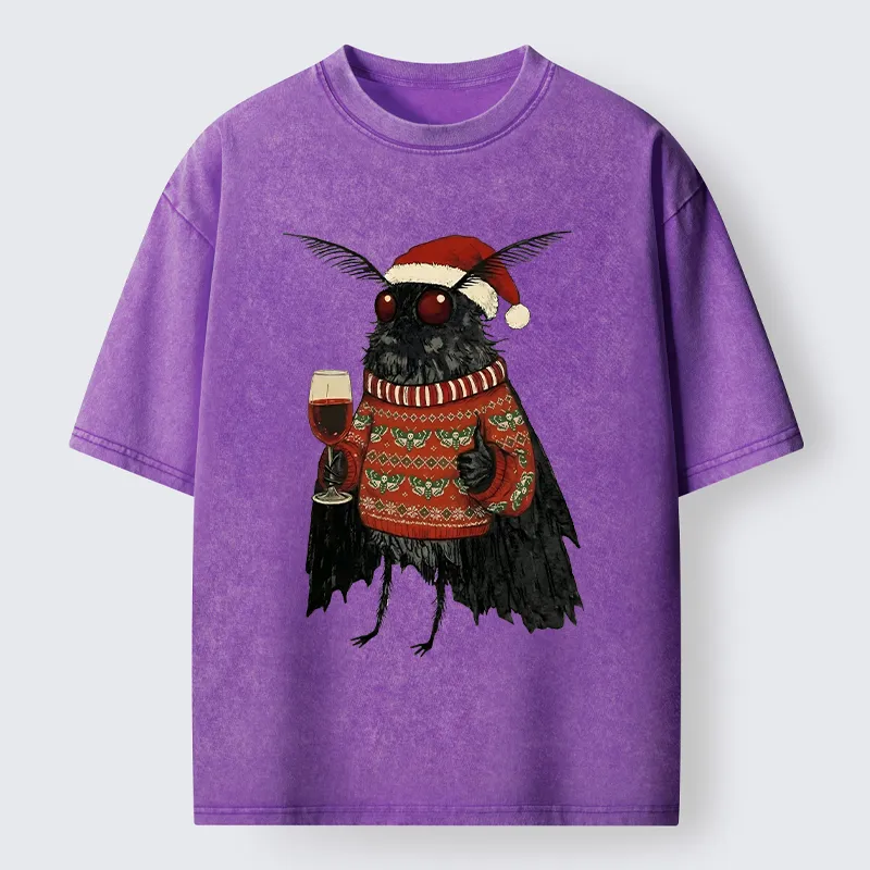 Tokyo-Tiger Christmas Mothman Wine Time Washed T-Shirt