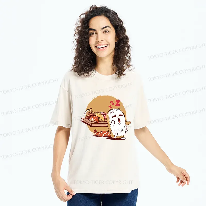 Tokyo-Tiger Sleepwalking Sushi Washed T-Shirt