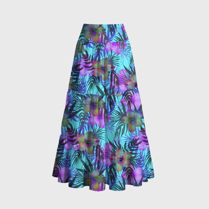 Tokyo-Tiger Hawaiian Floral Maxi Skirt