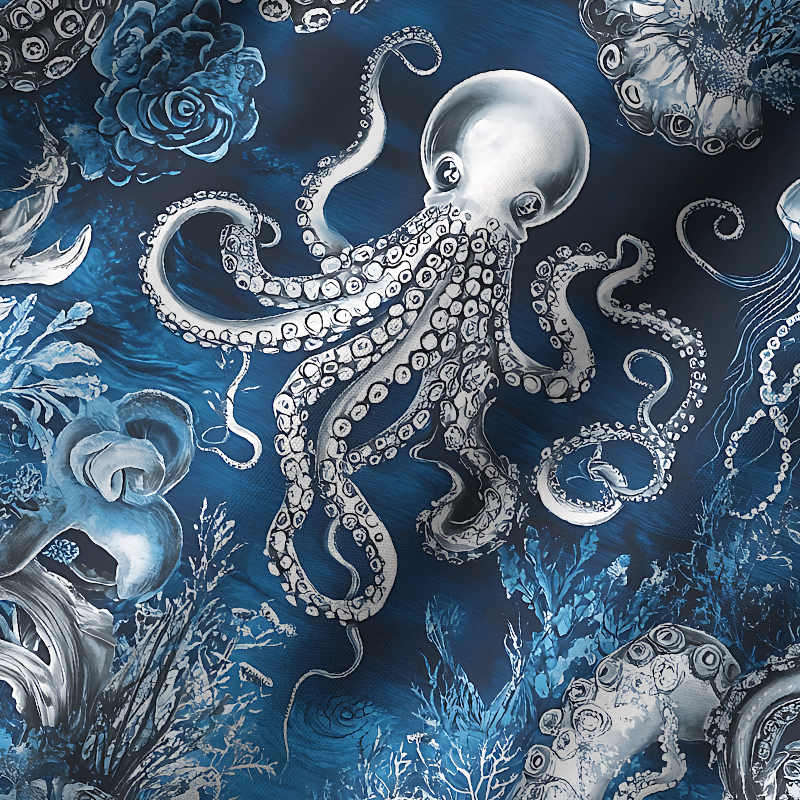 Tokyo-Tiger Deep Sea Octopus Cuban Collar Shirt