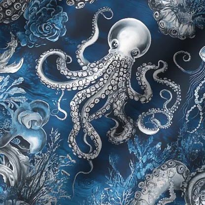 Tokyo-Tiger Deep Sea Octopus Cuban Collar Shirt