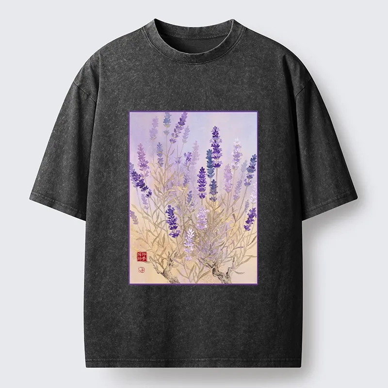 Tokyo-Tiger Lavender Bloom Art Washed T-Shirt