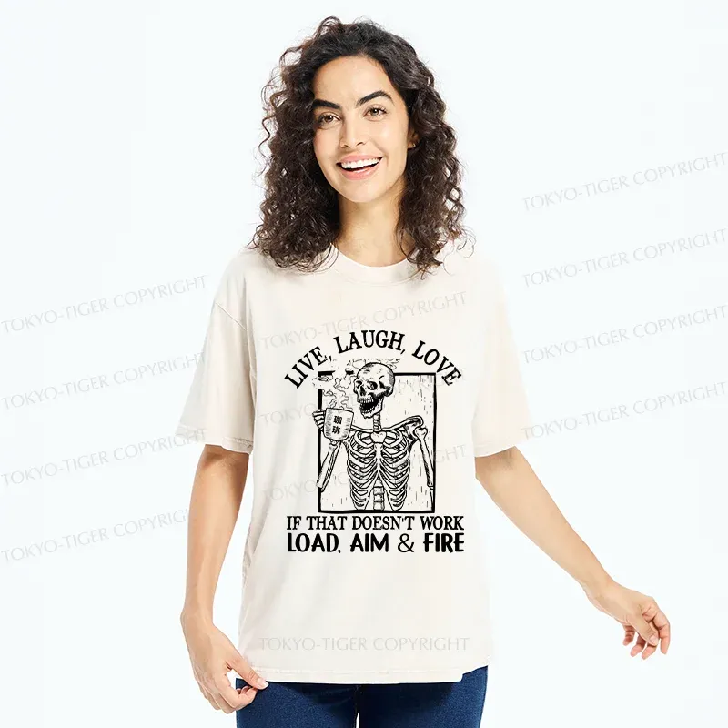 Tokyo-Tiger Grumpy Skeleton Washed T-Shirt