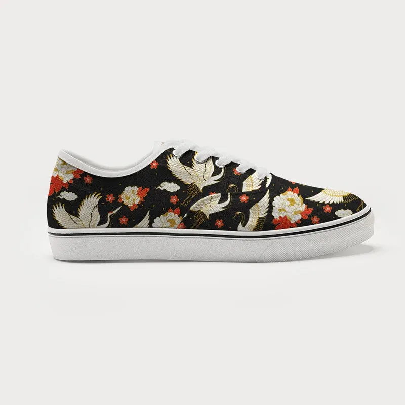Tokyo-Tiger Celestial Cranes And Blossoms Canvas Shoes