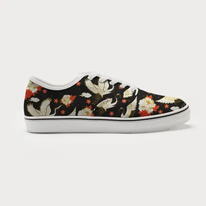 Tokyo-Tiger Celestial Cranes And Blossoms Canvas Shoes