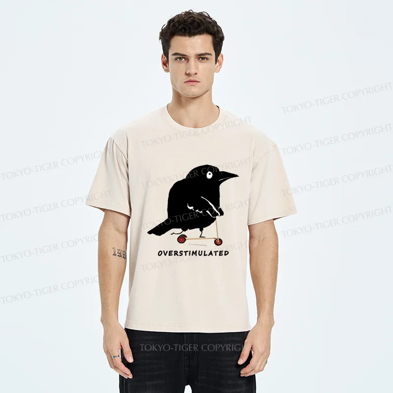 Tokyo-Tiger Bird Are Overstimulated Washed T-Shirt