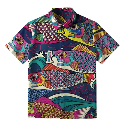 Tokyo-Tiger Colorful Japanese Koinobori Button-up Shirt