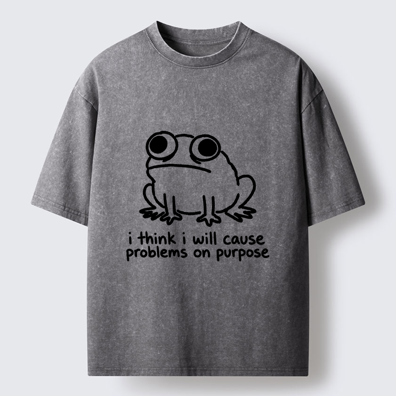 Tokyo-Tiger Funny Frog Quote Washed T-Shirt
