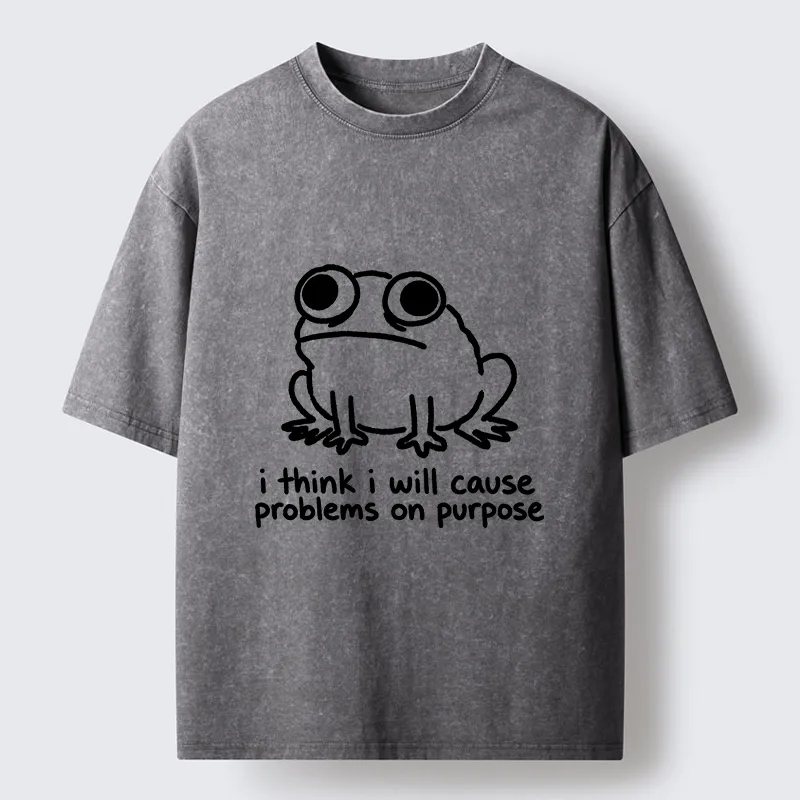 Tokyo-Tiger Funny Frog Quote Washed T-Shirt