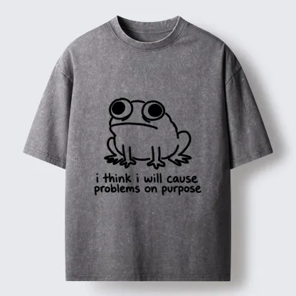 Tokyo-Tiger Funny Frog Quote Washed T-Shirt